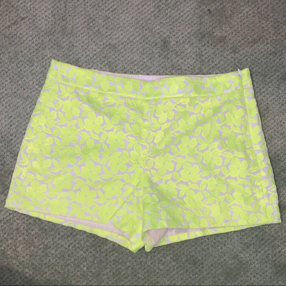 JCrew yellow floral chino shorts